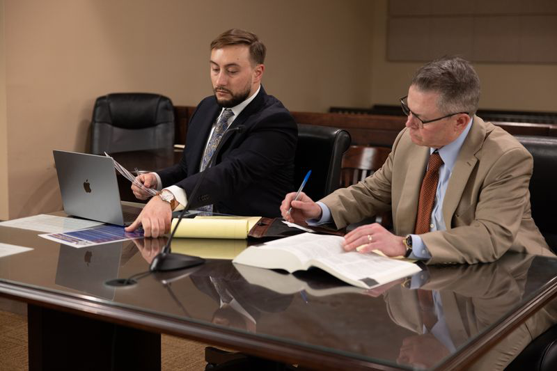 Two lawyers in a courtroom