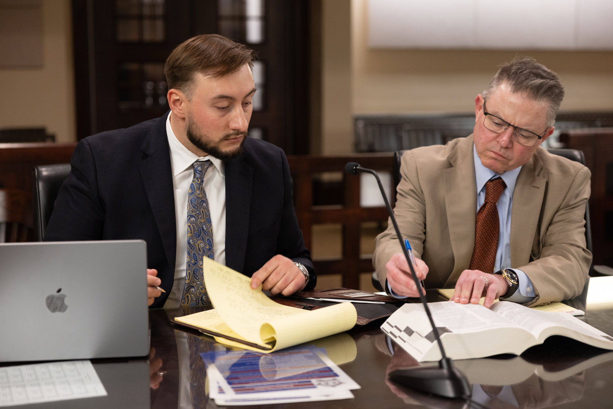 Lawyers working in a courtroom