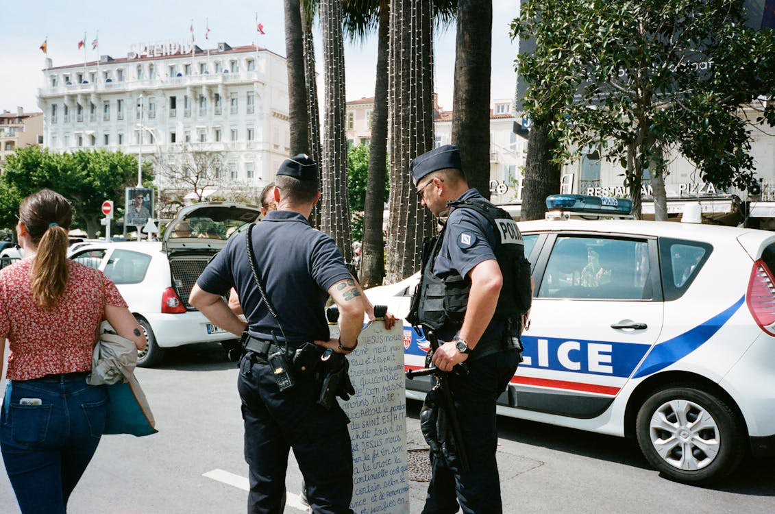 Two police officers on the road