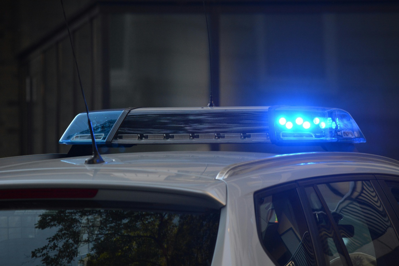  a blue emergency light turned on